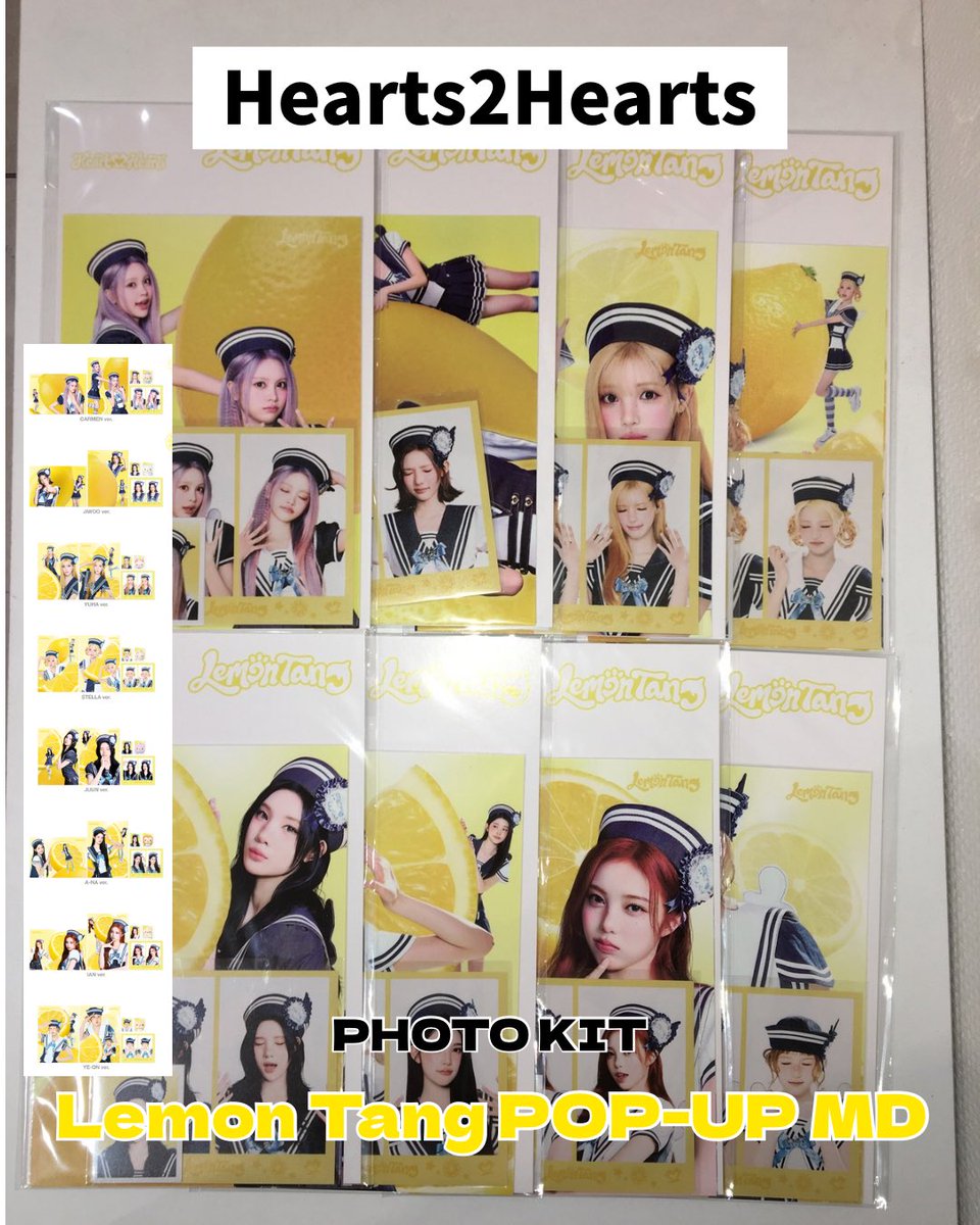 kpopclass_kk's tweet photo. Hearts2Hearts [Lemon Tang] POP-UP MD入荷しました🍋🐬

・PHOTO KIT (全メンバー) 各¥2,570
・ACRYLIC KEYRING (全メンバー) 各¥2,700
・RANDOM TRADING CARD (A, B ver.) 各¥1,790 https://t.co/r3n0vMwIFn