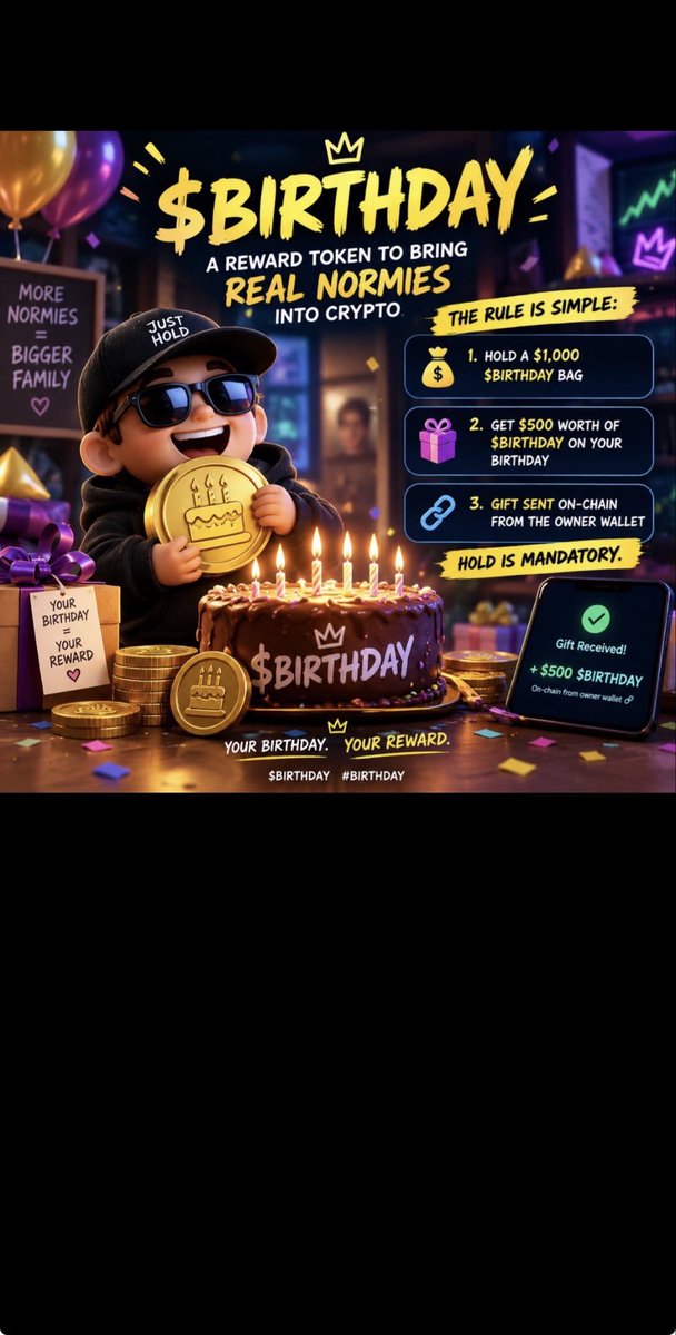 kingb1913's tweet photo. 🎂 solana:DY9eMcfexuwBzwYVBGodT941AhK8e1ABcBifHvKjpump is getting LOUDER 🚀

Another day, another reason to celebrate 🎉
The community keeps growing, the energy keeps building, and the chart is starting to get interesting 👀📈

Don’t sleep on the birthday party… 🎈🔥

$BIRTHDAY 🚀🎂
#Crypto #Memecoin #BIRTHDAY #Solana