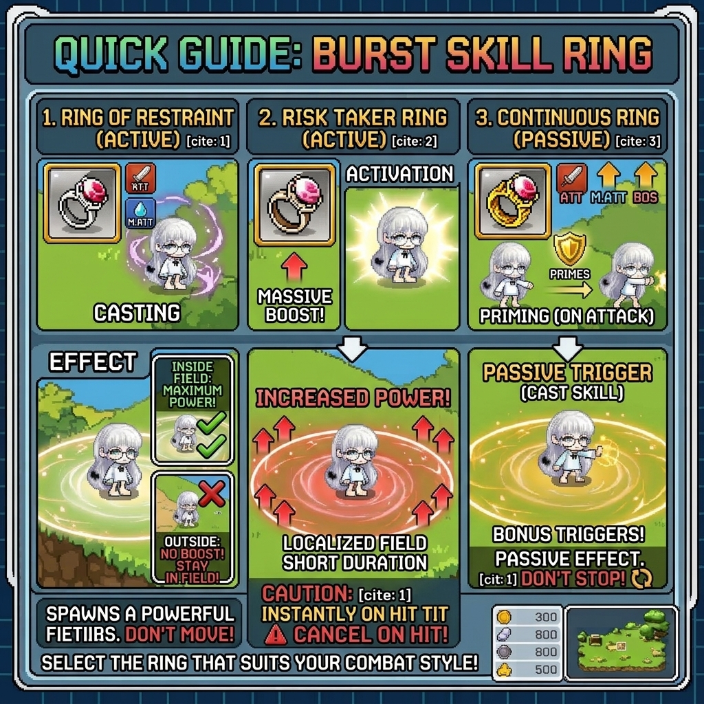 shuoshade's tweet photo. Quick Guides Skill Ring @MaplestoryU 💍

1. Burst : Ring of Restraint, Risk Taker Ring, Continuous Ring
2. Stat Scaling : Totalling, Weapon Jump, Level Jump
3. Multipliers &amp; Shred : Critical Damage, Critical Defense, Berserker

#MaplestoryN #MSNRingExpedition https://t.co/ZTx8o3srgu