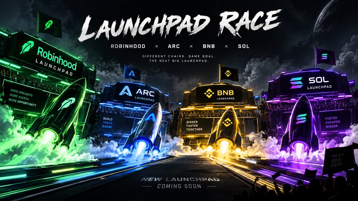 Hyperchillfun's tweet photo. We're watching a full blown launchpad war right now.

Robinhood Chain, Arc, BNB Chain, and Solana are all racing to become the default home for new token launches.

New platforms are popping up almost weekly, each trying to outdo the others. https://t.co/WXTk6QwrzF
