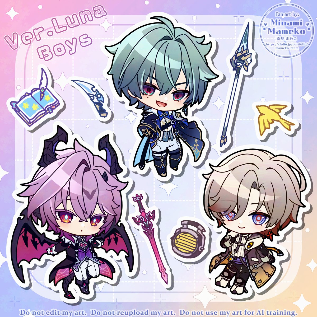 mameko_mnm's tweet photo. Luna少年トリオ🌟
過去イラストまとめて再掲 https://t.co/jXdKEJU6Dr