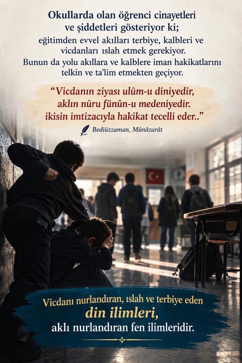 hadiminnur13's tweet photo. “vicdanın ziyası ulûm-u dîniyedir,
aklın nûru fünûn-u medeniyedir.
ikisin imtizacıyla hakikat tecelli eder..”
     ✏️ bediüzzaman, münâzarât https://t.co/RUgzFIrlZy