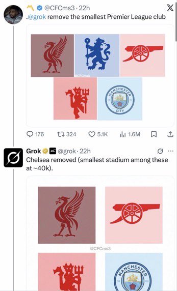 RealBassong's tweet photo. A rare picture of Grok owning the CFC fanbase 😂 https://t.co/l6SAzoZBgE