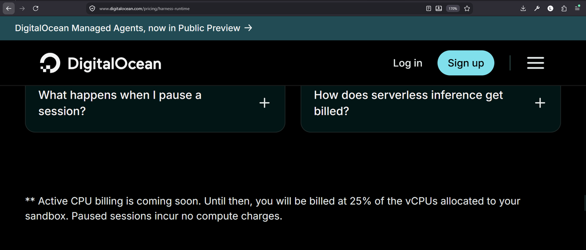 lahmish's tweet photo. @yashsharma_f When does active CPU billing actually ship? The pricing page footnote says it's "coming soon" and bills 25% of allocated vCPUs until then. https://t.co/FndNbhrJWK https://t.co/WANxC1yxcu