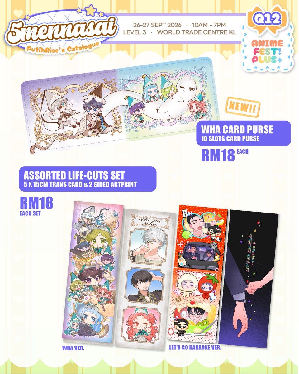 putih_rice's tweet photo. Catalogue #animefestplus
🍙Booth name: Q12 5mennasai
📅26-27 SEPT 2026
📌World Trade Centre KL / PWTC

PLAVE | ALSNT | GSGW | Arknights | WHA | Dunmeshi | Let’s go Karaoke | Jaadugar

📣 Feel free to dm me for PO 

Shares and Likes are greatly appreciated🥰 #animefest

(1/3) https://t.co/uzc3VAVckW