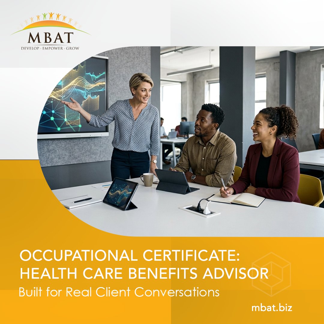 MBATLD's tweet photo. Is your team's training built for exams, or for real client conversations? Our Health Care Benefits Advisor qualification blends classroom, virtual and case studies, #QCTO assessed. With @facultytraining. https://t.co/fx75d6rjl8
#BlendedLearning #HealthcareAdvisor #CareerGrowth https://t.co/VUenhXnQJI