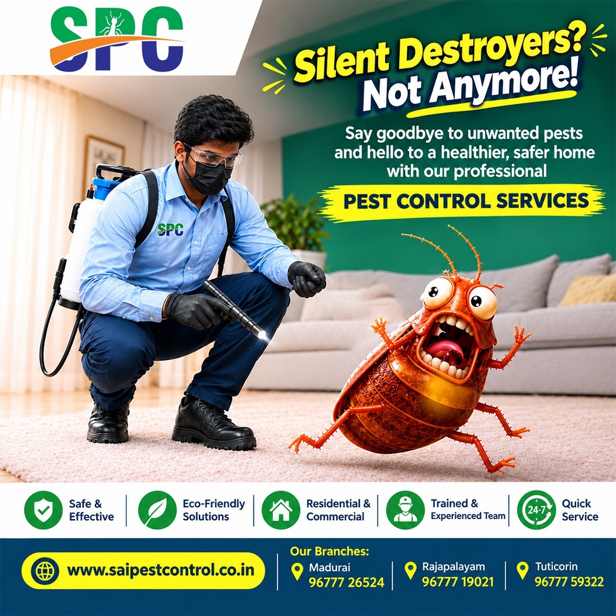 spc_madurai's tweet photo. Pest Control Services in Madurai, Rajapalayam & Tuticorin – Protect Your Space from Silent Destroyers! 🐜🏠
🌐 https://t.co/ojVDWhsz1w
#PestControlServices #SaiPestControl #PestControlMadurai #PestControlRajapalayam #PestControlTuticorin #CockroachControl #TermiteControl https://t.co/NmwY7bfWtN