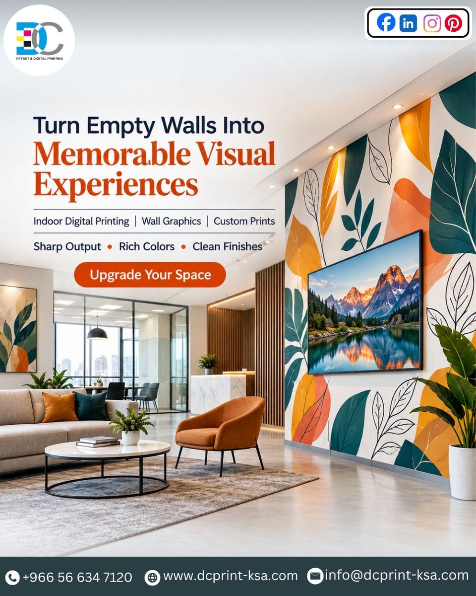 DC__print's tweet photo. Transform plain spaces with indoor digital printing, custom wall graphics, rich colors and sharp output. DC Print helps create clean, eye-catching finishes that refresh your space.
🌐 https://t.co/uG0ugtIeZk

#DCPrintKSA #IndoorPrinting #WallGraphics #DigitalPrinting #CustomPrint https://t.co/99mMM7ewpO