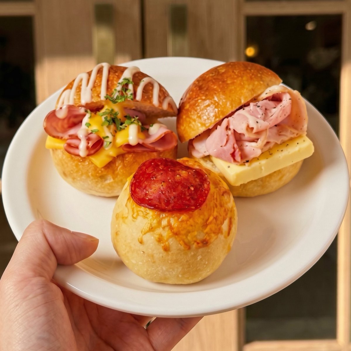 hanibbagel's tweet photo. ベーグルとサンドイッチ、両方をお楽しみください🥪
一口でも、食事になります！

🥯ハムチーズベーグル
🥯ジャンボンブールベーグル
🥯ペパロニベーグル

#HANIBBAGEL #一口ベーグル #聖水 https://t.co/tEjpUxdiBb