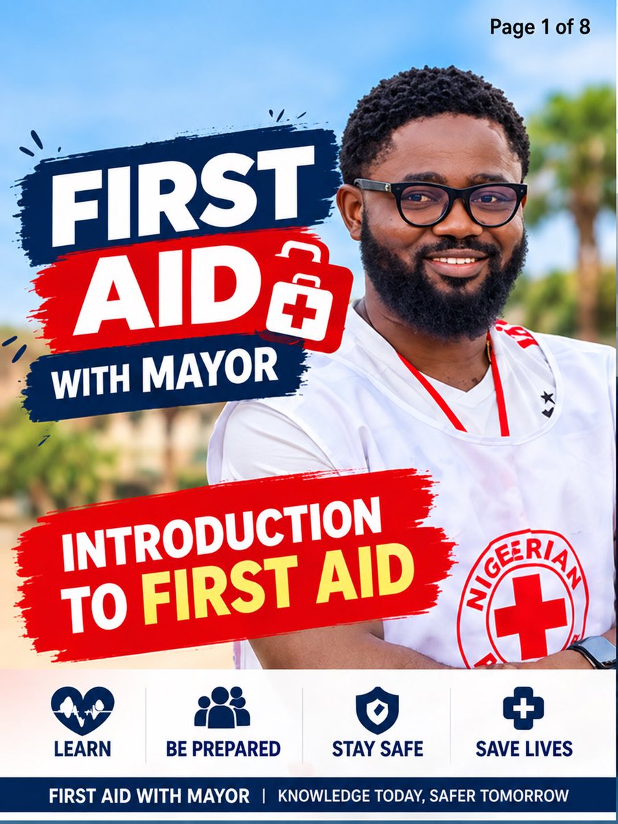 firstaidmayor's tweet photo. 1. Introduction to First Aid
🚑 Welcome to First Aid with Mayor!
Emergencies don’t give warnings. Knowing what to do in the first few minutes can make a huge difference.
Let’s learn first aid one skill at a time.
Follow for practical first-aid tips. ❤️
#FirstAidWithMayor https://t.co/AFmqLnNURV