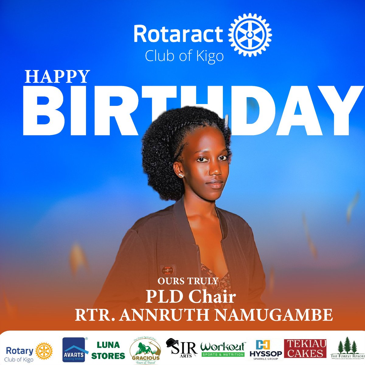 Rac_kigo's tweet photo. 🎉 HAPPY BIRTHDAY, Rtr. Annruth Namugambe! 🎉

The Rotaract Club of Kigo wishes our PLD Chair a wonderful birthday! 💙

#RotaractKigo #HappyBirthday #RtrAnnruth #PLDChair #CreateLastingImpact #ServiceAboveSelf https://t.co/zdDN31YhAG