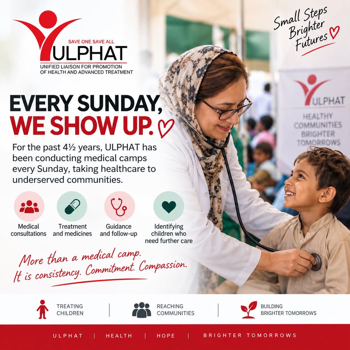 OrgUlphat's tweet photo. Every Sunday, we show up. 

❤️For 4½ years, ULPHAT has brought free healthcare and medicines to communities in need—without missing a single Sunday. Real care is consistency.  

Support our mission—link in bio! 🩺✨

#ULPHAT #HealthcareForAll #KarachiNGO #FreeMedicalCamp https://t.co/C91twe7XF8