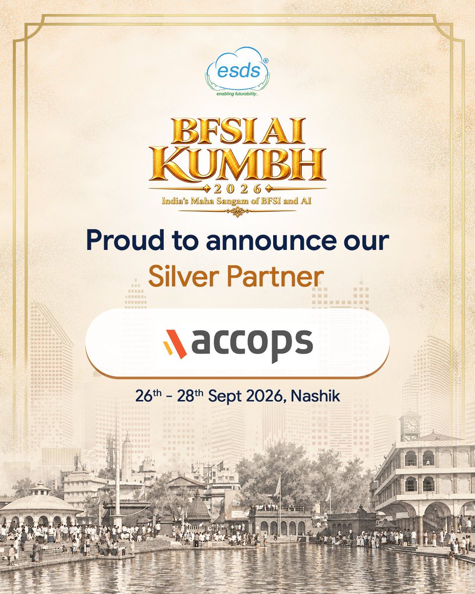 ESDSDataCenter's tweet photo. We’re excited to welcome @accopsinc as our Silver Partner for BFSI AI Kumbh 2026. 🚩
We’re glad to have Accops join the conversations, collaborations and ideas taking shape at India’s Maha Sangam of BFSI & AI.
A warm welcome to Accops!
#BFSIAIKumbh2026 #Accops #SilverPartner https://t.co/FDy7qejkFv