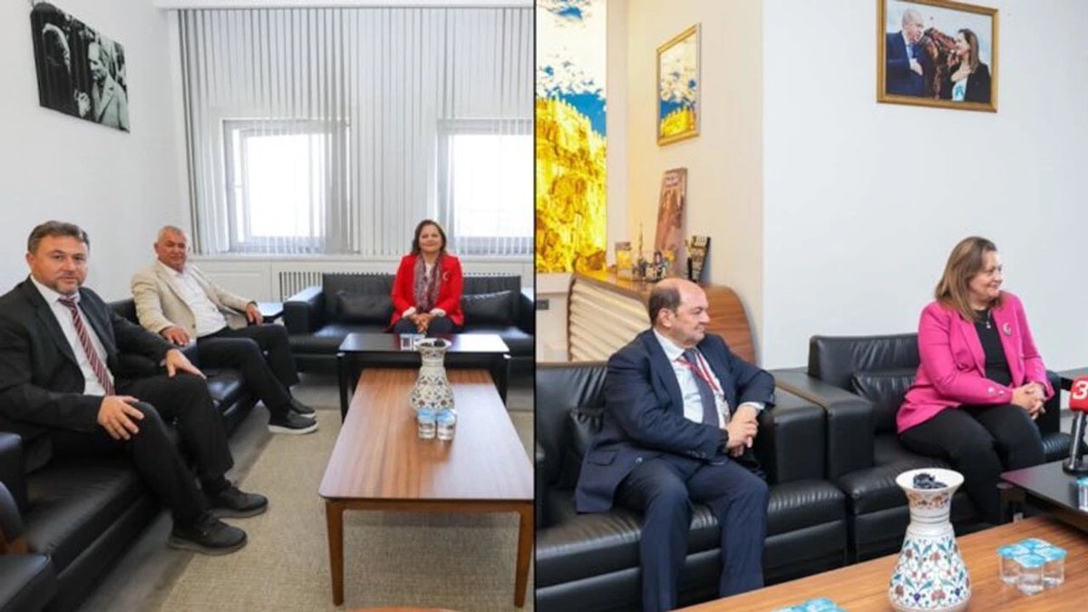 HaberReport's tweet photo. CHP'den istifa ederek AK Parti'ye geçen Afyonkarahisar Belediye Başkanı Burcu Köksal, belediye binasında misafirlerini ağırladığı odadaki Atatürk fotoğraflarını kaldırdı. 

Yerine Cumhurbaşkanı Erdoğan'ın fotoğrafını astı. https://t.co/pYSV1cE2Do