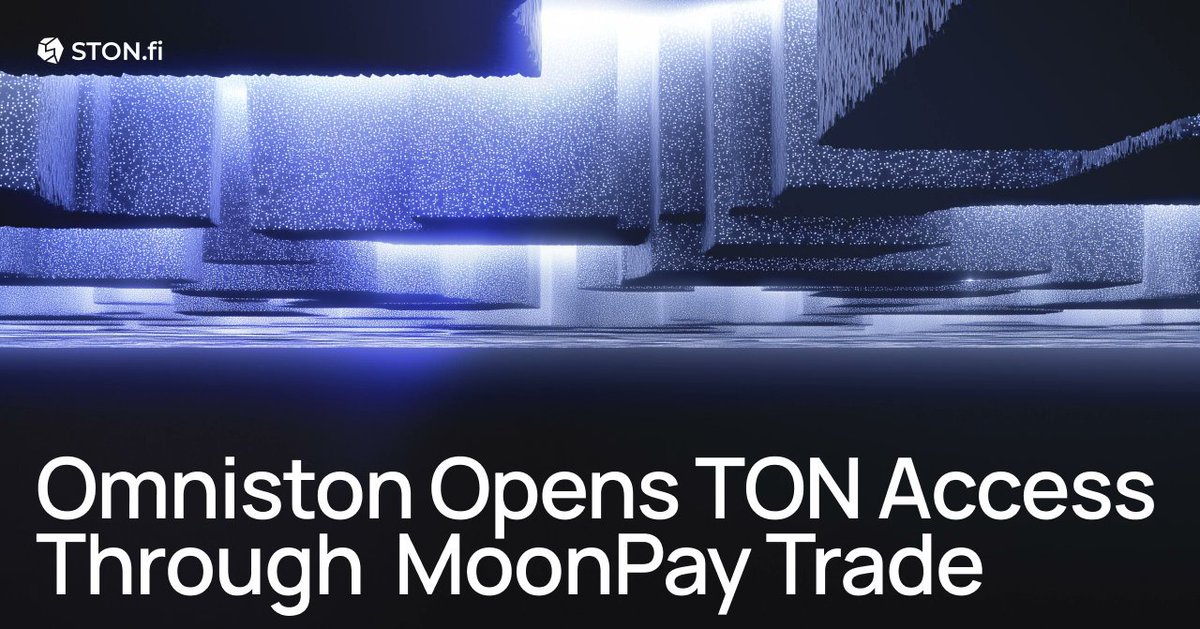 SaniSalisu0's tweet photo. Omniston is now available through MoonPay Trade.

This is more than a partnership announcement. It is a distribution update.

Until now, many users only met Omniston inside the @ston_fi app.

 With this integration, TON trades can sit inside wallets and apps that already use MoonPay Trade.

MoonPay Trade is a unified API for onchain execution, settlement, asset conversion, and payments.

 Developers can access liquidity across many chains through one integration. With Omniston added to that aggregator, partners that support TON assets can offer TON trades in their own product.

That includes wallets such as Keeper. The user does not have to leave the app they already use just to access TON liquidity.

The useful point is simple infrastructure becomes more valuable when it shows up in more places.

 Integrate once, then let other products open TON access for their own users.
Explore MoonPay Trade: https://t.co/FxzfBzLrG2
@ston_fi @moonpay @keeper_wallet
#STONfi #Omniston #TON #MoonPay #DeFi