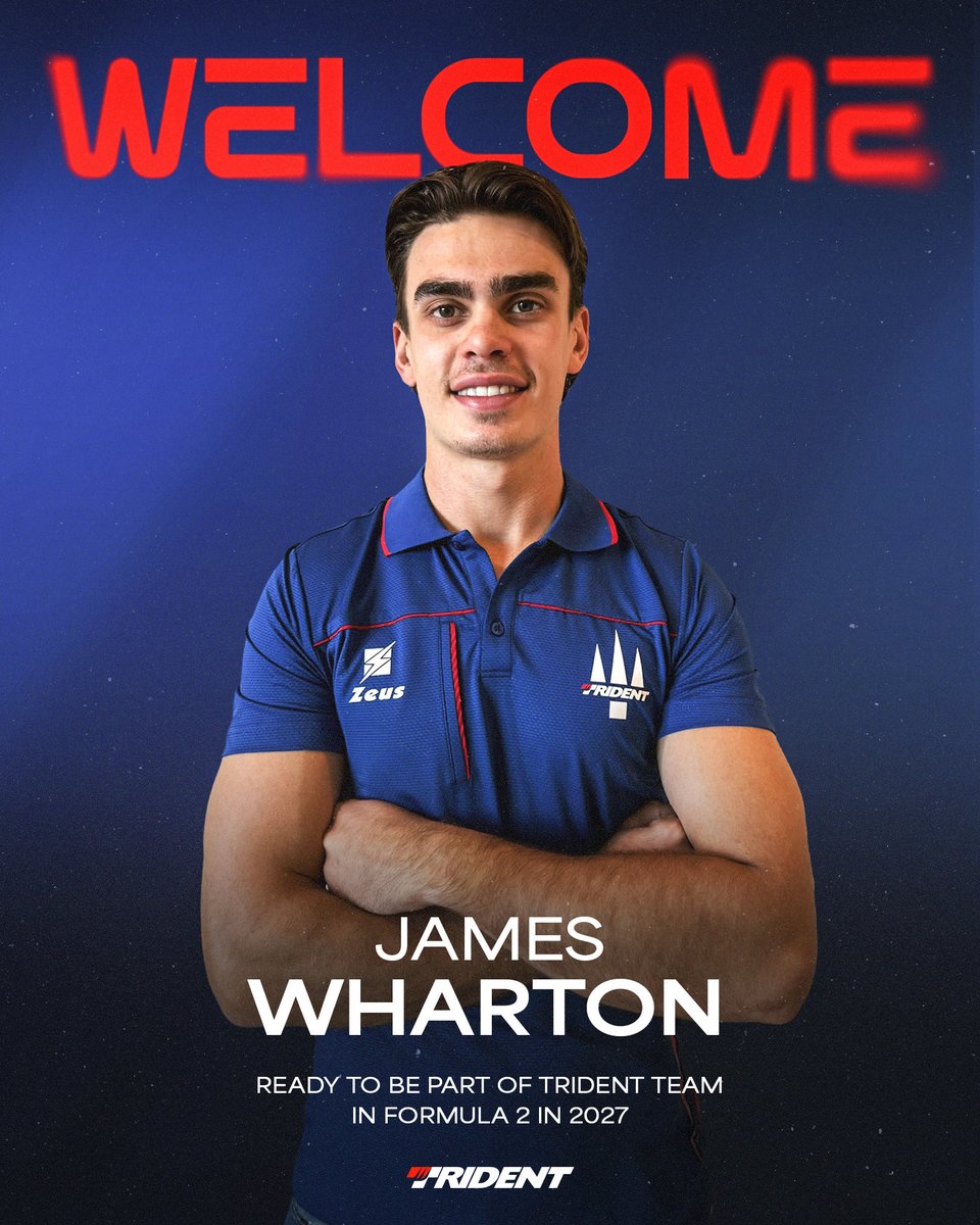 trident_team's tweet photo. ALL EYES ON 2027: James Wharton joins Trident for the @Formula2 Season! Full push mode 🏎️🏁

#TridentTeam #TridentMotorsport #F2 https://t.co/UbEAebdJ3T