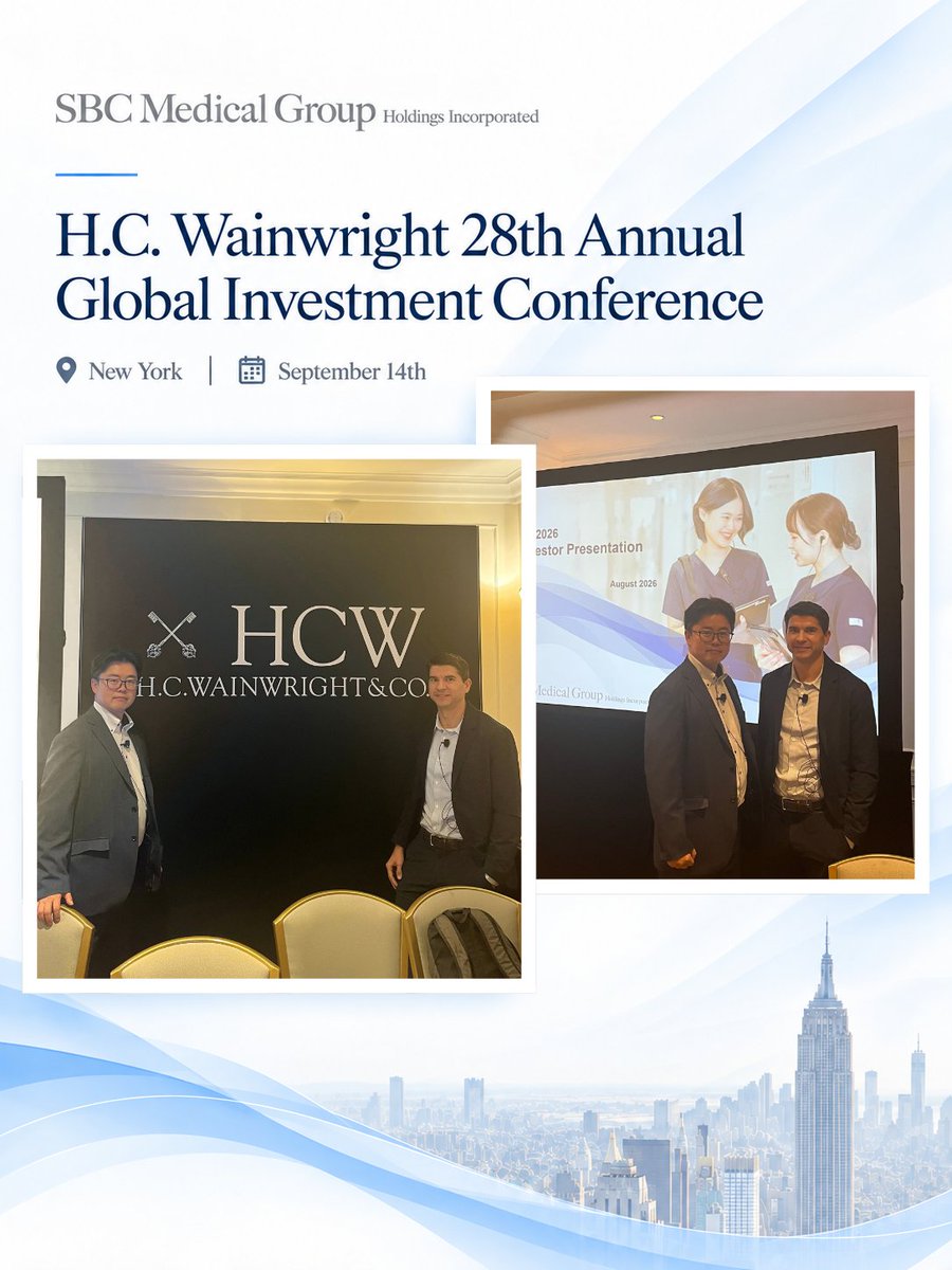 SBCmedical's tweet photo. SBC Medical (Nasdaq: SBC) participated in the H.C. Wainwright 28th Annual Global Investment Conference in New York.

Thank you to everyone who attended our presentation and joined us for 1-on-1 meetings!

#SBC #SBCMedical #HCW https://t.co/d7dlVgRZeX