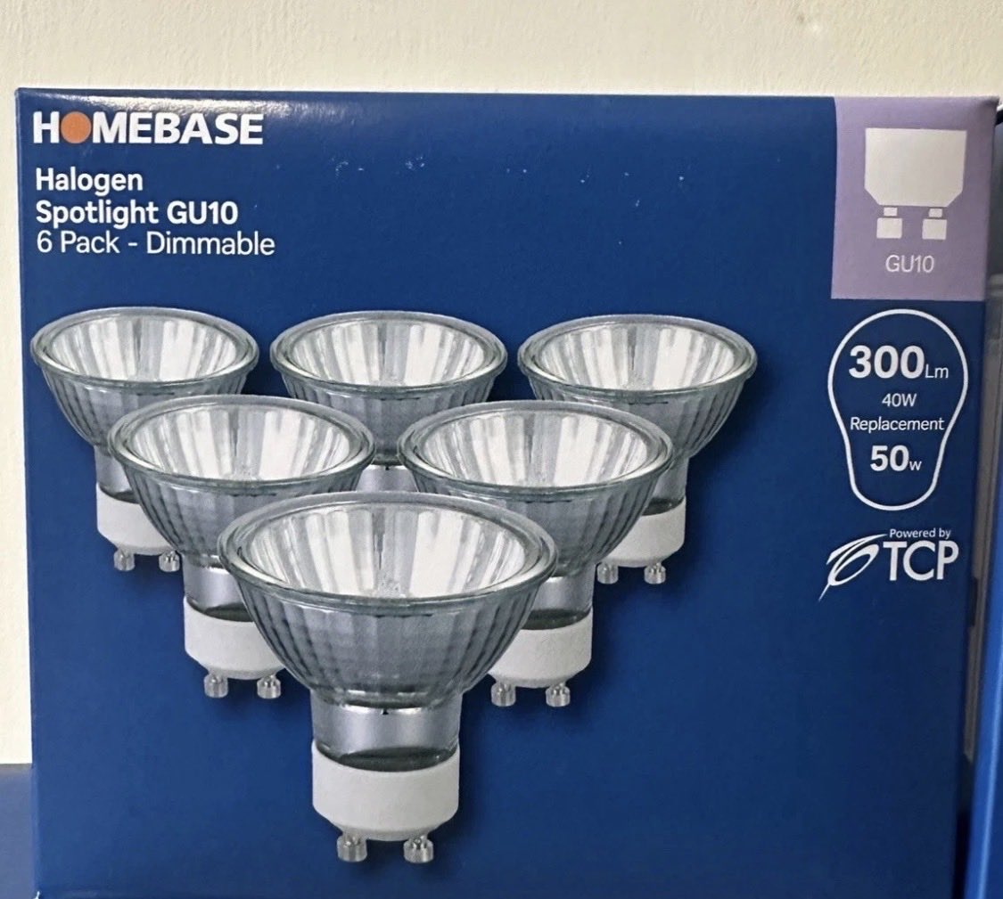 Vintage0Antique's tweet photo. * Larger quantities available* 6x #GU10 40W 50W Watt #Halogen #Spotlight #Bulbs #Dimmable / #Hotel #Pub #Home #Bar #Restaurant. https://t.co/SsrLHv759A #eBay via @eBay_UK https://t.co/vNKG9zMwWx