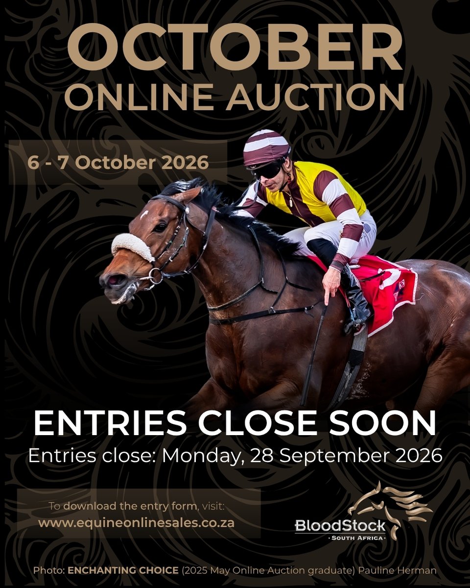 BloodstockSA1's tweet photo. Entries close on Monday, 28 September for the October Online Auction.

Find the entry form here: https://t.co/x7LxLXpqI3 https://t.co/phpcG88IQP