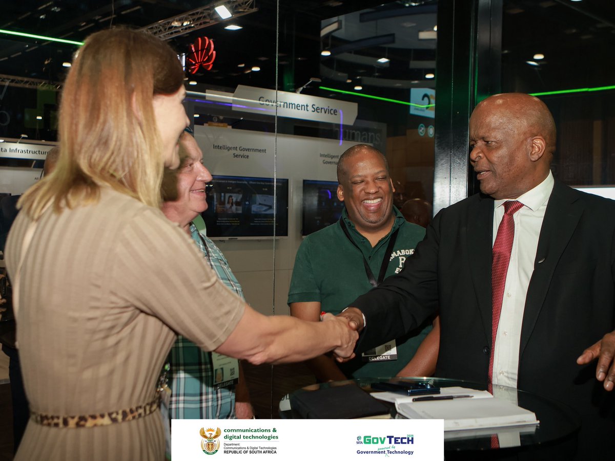 govtechZA's tweet photo. DAY 2 | SITA GOVTECH 2026

Deputy Minister of Communications and Digital Technologies, Hon. Mondli Gungubele, joined us on Day 2 of SITA GovTech 2026, taking part in a walkabout of the exhibition.

The visit provided an opportunity to engage with exhibitors and explore the technologies, solutions and innovations contributing to South Africa’s digital transformation journey.

As SITA GovTech celebrates 20 years of advancing technology and innovation, the exhibition continues to bring government, industry and technology stakeholders together around a shared digital future.

#GovTech2026 #DigitalSovereignty #GovTech20years