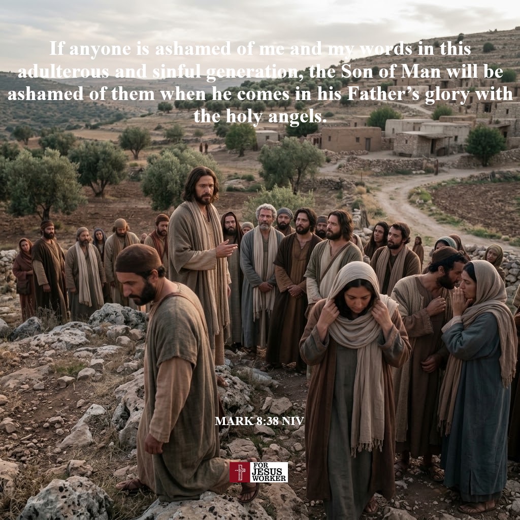 JMIRONWORKER's tweet photo. OUR DAILY SPIRITUAL BREAD 
MARK 8:38 NIV " If anyone is ashamed of me and my words in this adulterous and sinful generation, the Son of Man will be ashamed of them when he comes in his Father’s glory with the holy angels. ” https://t.co/3WOgboxYRw