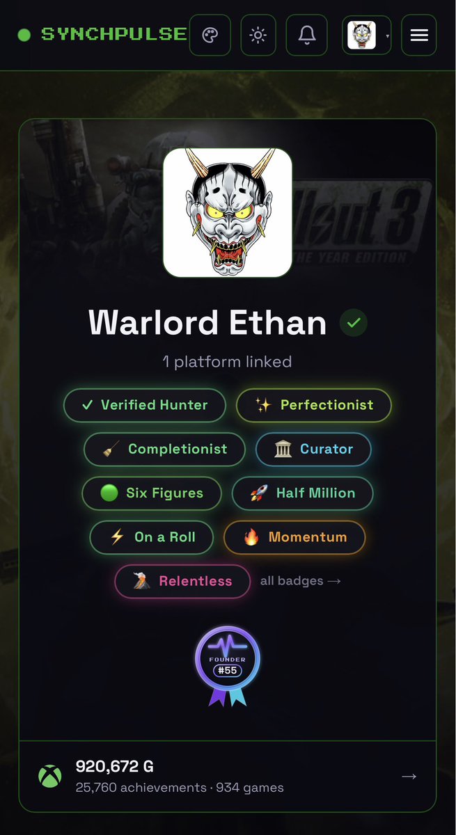 WarlordEthan's tweet photo. One of my fav achievement sites to use at the minute is Synch Pulse, sleek design with practical elements such as a Trophy Advisor, Trophy Rescue and Activity reports! 👏🏻

Sign up with my referral link to help me get a new badge 🫶🏻 Join me 👉 https://t.co/Q4IAobxvln https://t.co/hXpyo9oxTO