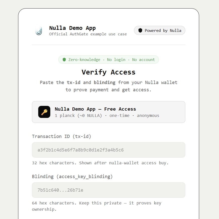 NullaNetwork's tweet photo. AuthGate is a dedicated parachain (Para 2003) that acts as a bridge between Nulla’s on-chain privacy infrastructure and the login systems of traditional Web2 applications. 

It requires no wallet connection, email, or KYC, does it make sense? https://t.co/PwJpgSQGVp