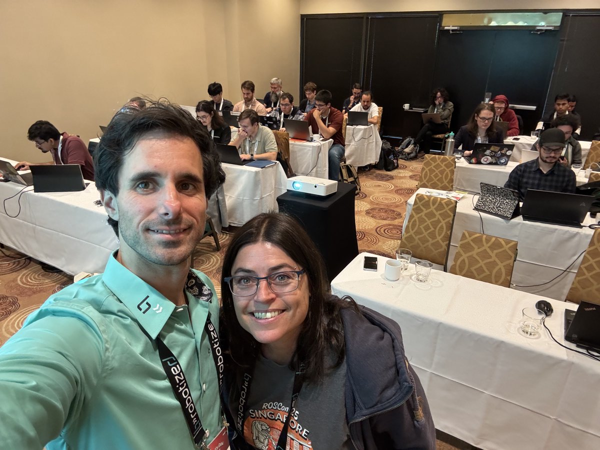 brobotized's tweet photo. A few impressions from yesterday’s workshop at ROSCon Global 2026! 🤖🇨🇦
@DrDenis28 and Dr. Jennifer Buehler presented Motion Planning Fundamentals with MoveIt® in Toronto.
Thanks to everyone who joined! 🩵
@OpenRoboticsOrg
#ROSCon2026 #ROS2 #MoveIt #MotionPlanning #Robotics https://t.co/PUZFRyhOsd