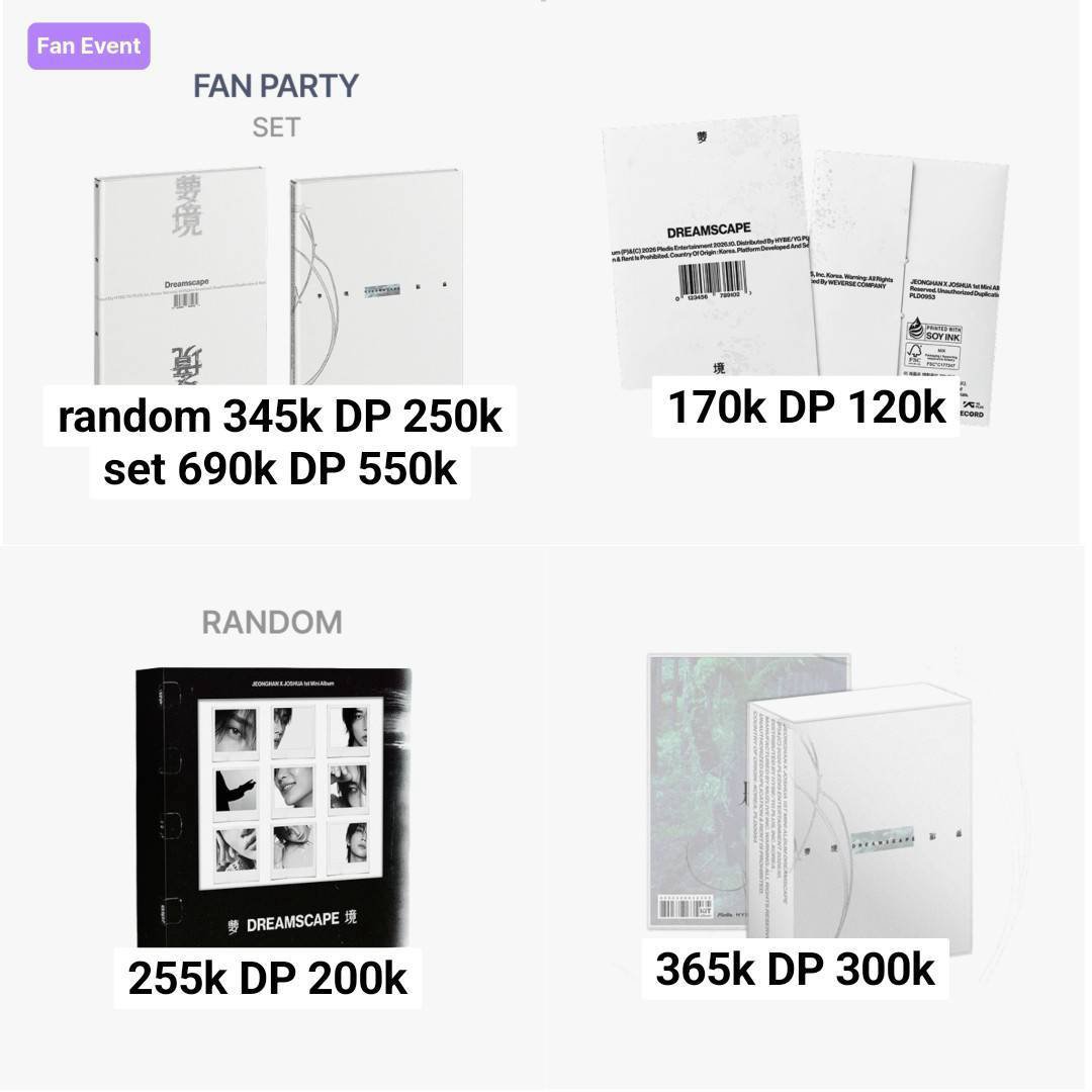 sharing_jwon2's tweet photo. PO LOW PROFIT - JxJ 1st Mini Album 'Dreamscape' Weverseshop 
→ https://t.co/iCxos4tJFF

Standard ver 345k dp 250k
Weverse ver 170k dp 120k
Dream record ver 255k dp 200k
Kit ver 365k dp 300k

✅️ est bersih Ina
✅️ GO Line, dom Bekasi
✅️ payment ewallet, qris

#sharing_jwonPO https://t.co/VczujPWet2