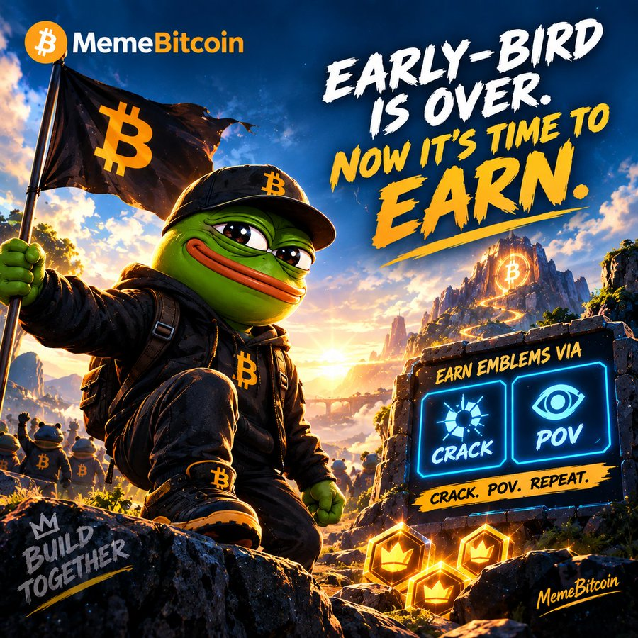BlueHz_17's tweet photo. MemeBitcoin 🟠📷 The early-bird chapter may be over, but the journey is just getting started. No emblem for new registrations — earn yours through Crack &amp; POV campaigns.

@1096361BTC

Keep building. Keep earning. https://t.co/ixzVQ18LZU