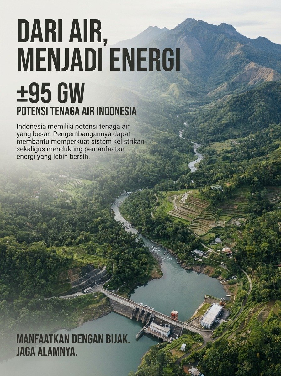 EVirdhansyah's tweet photo. Potensi tenaga air Indonesia yang mencapai ±95 GW sangat luar biasa untuk memperkuat kelistrikan dan mendukung energi bersih. 
Mari manfaatkan dengan bijak dan jaga alamnya demi masa depan yang lebih hijau
#EnergiTerbarukan
 #GreenEnergy https://t.co/XrnEtBu5wl