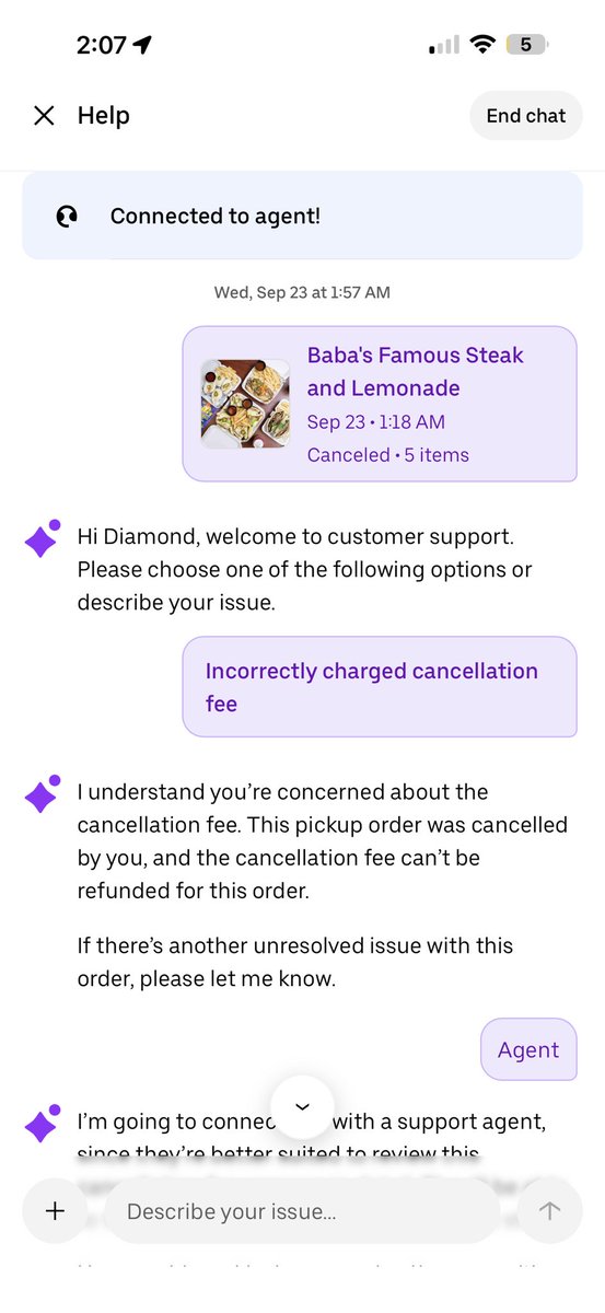 Diamond_ChaseMi's tweet photo. I think we should boycott @UberEats because they literally scammed me TWICE today and refuse to refund me https://t.co/SF51Tj26rc