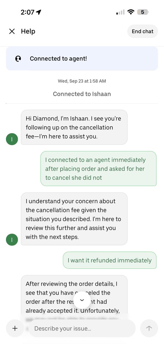 Diamond_ChaseMi's tweet photo. I think we should boycott @UberEats because they literally scammed me TWICE today and refuse to refund me https://t.co/SF51Tj26rc