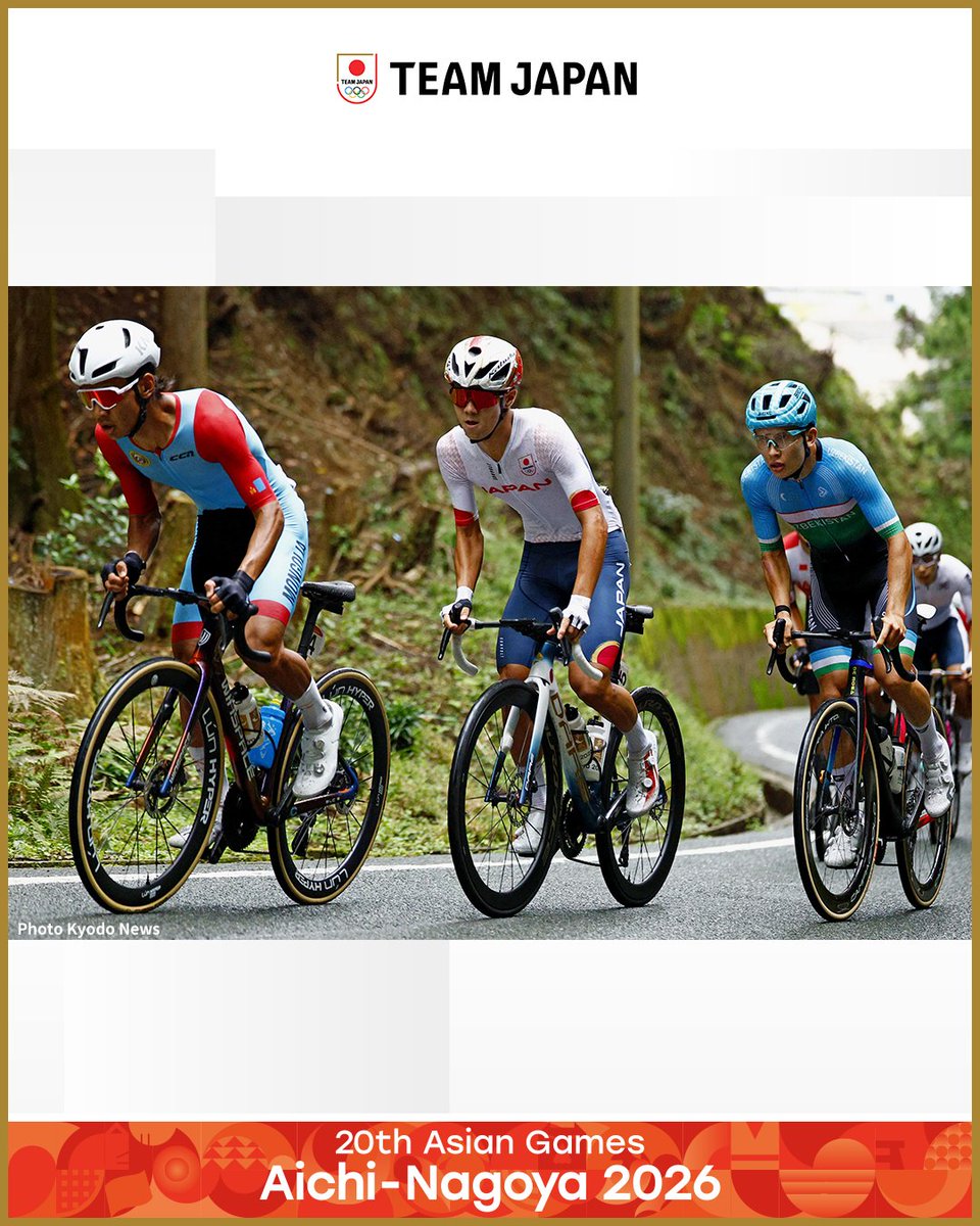 TeamJapan's tweet photo. ◤ 📸TEAM JAPAN Shots #愛知名古屋2026 ◢

🚴自転車／ロード

���子個人ロードレース
3位 留目夕陽 選手 🥉
6位 金子宗平 選手

自転車／ロードの全てのレースが終了🇯🇵
#TEAMJAPAN は銀メダル1個、銅メダル1個を獲得しました👏✨

@JCF_cycling
#ともに一歩踏み出す勇気を

愛知・名古屋アジア大会はTBS ▶︎ @TBS_TV_S