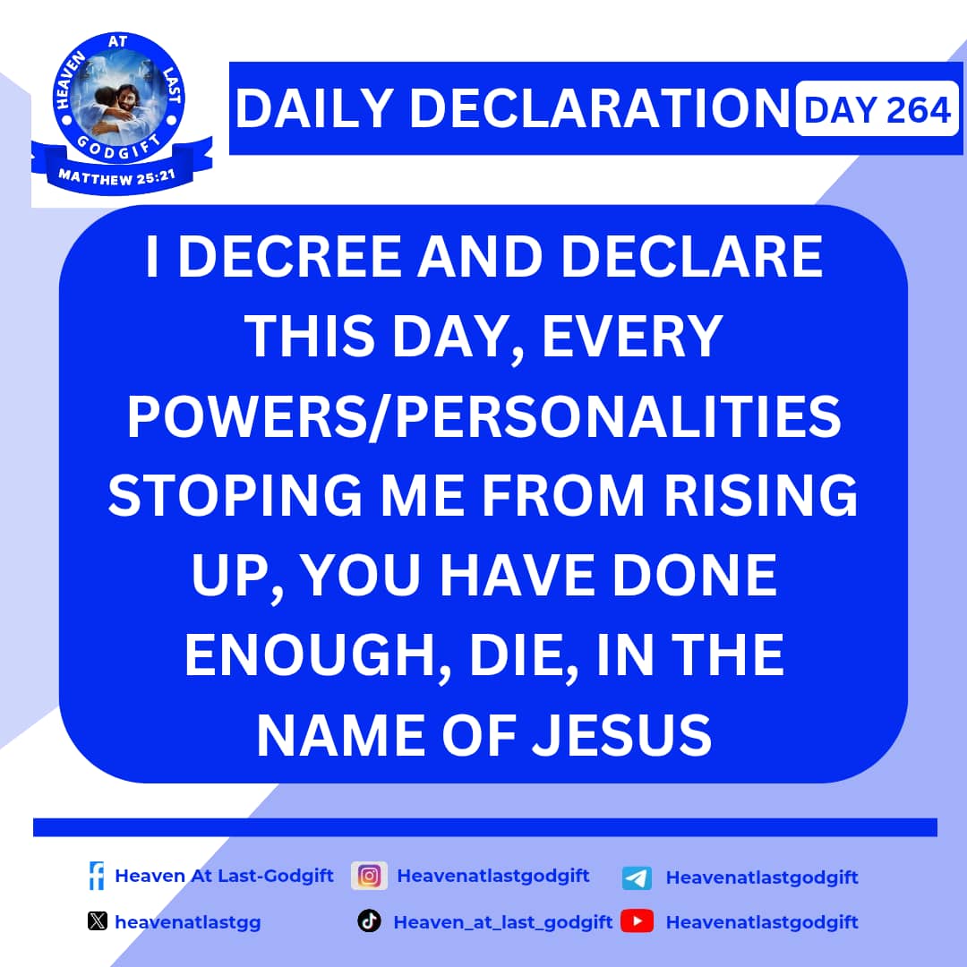 heavenatlastgg's tweet photo. DAILY DECLARATION:
#declarationprayer #dailydeclarationpicture #declaration #declarationprayerfortoday #confession #timeforprayer #prayertime #september #day264 #viralpost2026ใท #viralpost2026 #dailyprayers #dailyprayer #prayer #pray #heavenatlastgodgiftglobaloutreach #halggo https://t.co/HyVbLyfh7P