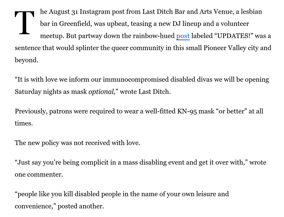 portraitinflesh's tweet photo. As a public service, I'm tweeting screenshots of the whole of THAT Boston Globe article, which is sadly paywalled, because it really is just that extraordinary and hilarious. These people are not well. Interesting that the only voice of reason is the trans woman bartender.

(1/4) https://t.co/hg5XajwfjO