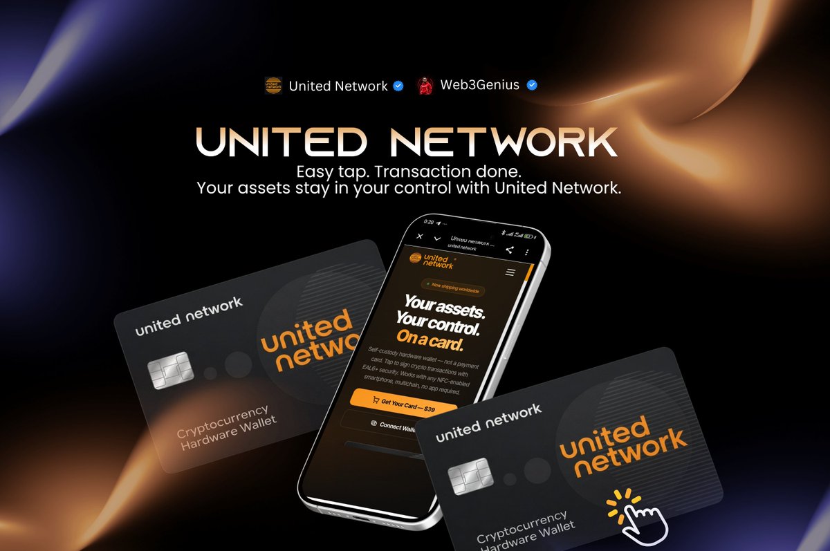 Web3_CryptoGen's tweet photo. I was on a Space a few days back, and we were discussing the security of crypto assets and how to avoid getting hacked.

It got me thinking about one important question:

Where exactly are your private keys being kept?

For many crypto wallets, your keys are managed through software on your phone or browser.

But what if your private keys could be protected by a physical device instead?

That’s where @UN_wallet takes an interesting approach.

United Network is building a self-custody wallet in the form of an NFC card.

Your private keys are generated and protected by the secure chip inside the card.

When you want to make a transaction, you tap the card against your NFC-enabled phone and authorize it with your PIN.

The card then signs the transaction.

NFC, or Near Field Communication, is what allows the card and your phone to communicate when they are brought close together.

United Network also supports FIDO-based security, adding another layer to how the card securely authenticates and protects access.

The card doesn’t need a battery, cable, or internet connection to perform the authentication and signing process.

It also supports multiple networks, including Bitcoin, Ethereum, Solana, Base, Arbitrum, Avalanche, Polygon, BNB Smart Chain, Tron, TON and others.

You can use it to send, receive, swap and manage assets across supported networks from one interface.

But there’s an important part of self-custody people shouldn’t overlook.

You are responsible for your recovery phrase.

If you lose the card, your recovery phrase can help you restore access with a replacement card.

But if you lose both the card and recovery phrase, there is no central company that can simply recover your funds for you.

That’s the trade-off with self-custody: more control also means more responsibility.

And because the card relies on NFC, the phone you use with it must actually support NFC.

Easy tap. Transaction done.

Your assets stay in your control with United Network.