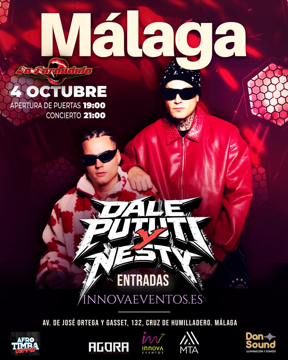 innovaeventossp's tweet photo. 🔥🔥🔥En dos semanas tenemos a #DalePutiti y #Nesty en #Sevilla y #Málaga 🙌🏻🙌🏻🙌🏻
🎫 Compra ya tu entrada en ➡️ https://t.co/aTJeSTg7qL
¡Que no te lo cuenten! 🤩 https://t.co/J7HBNli6zP