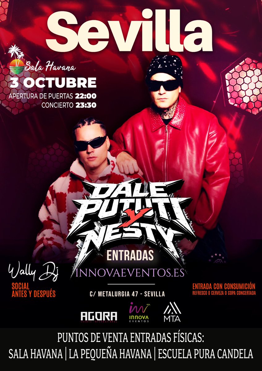 innovaeventossp's tweet photo. 🔥🔥🔥En dos semanas tenemos a #DalePutiti y #Nesty en #Sevilla y #Málaga 🙌🏻🙌🏻🙌🏻
🎫 Compra ya tu entrada en ➡️ https://t.co/aTJeSTg7qL
¡Que no te lo cuenten! 🤩 https://t.co/J7HBNli6zP
