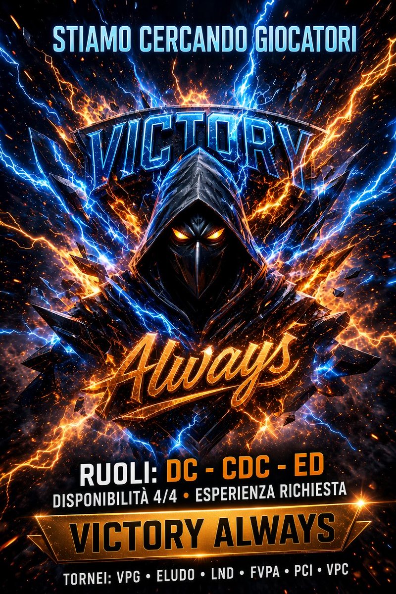 Victory_Always_'s tweet photo. VICTORY ALWAYS CERCA IN VISTA DELLA PROSSIMA STAGIONE

👉 PER LE CANDIDATURE VI ASPETTO IN DM! 💬

*```#ELUDO #VPG #PCI #LND #FVPA #VPC```*
@VCA_Group_eSp https://t.co/Lh20KBFwhK