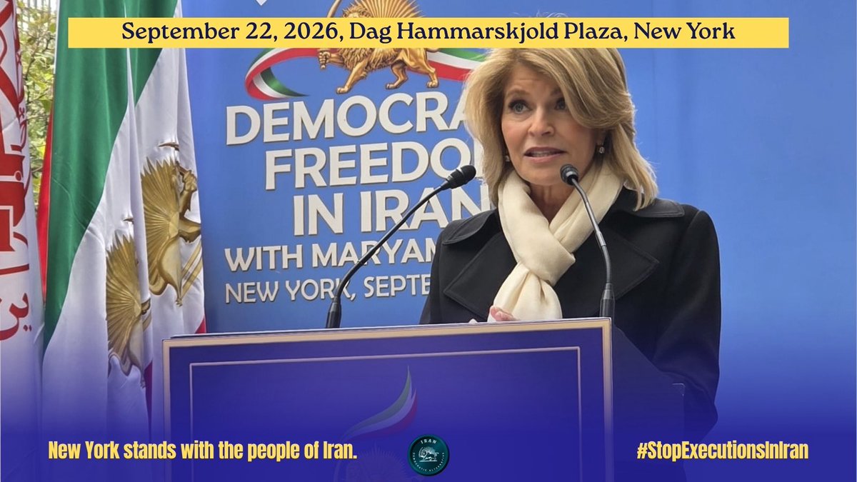 IranDemoAlt's tweet photo. THE EXECUTIONS MUST STOP.

At the New York rally, voices rose in solidarity with the people of Iran and against executions.

STAND WITH THE IRANIAN PEOPLE.
Speak up. Do not look away.

#IranDemocraticAlternative #StopExecutionsInIran #IranHumanRights #FreeIran https://t.co/Kk97fyGbVT