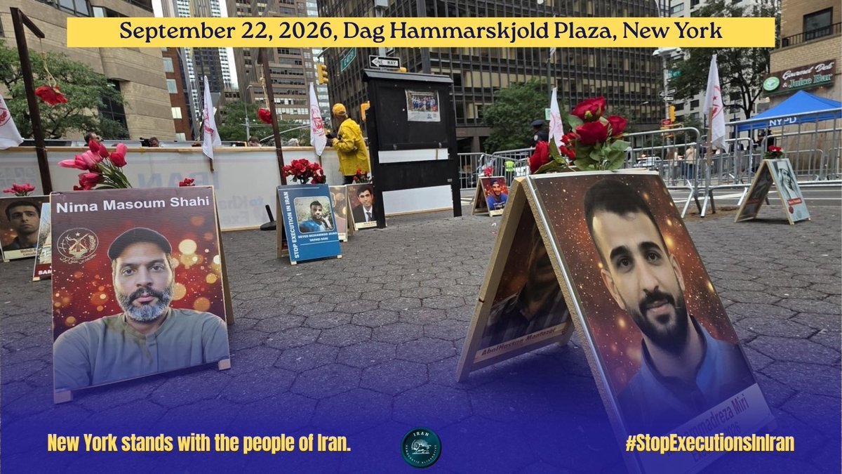 IranDemoAlt's tweet photo. THE EXECUTIONS MUST STOP.

At the New York rally, voices rose in solidarity with the people of Iran and against executions.

STAND WITH THE IRANIAN PEOPLE.
Speak up. Do not look away.

#IranDemocraticAlternative #StopExecutionsInIran #IranHumanRights #FreeIran https://t.co/Kk97fyGbVT