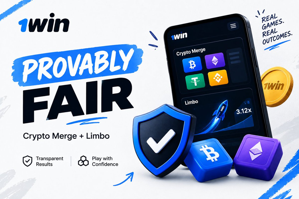 Her_On_Chain's tweet photo. Provably fair isn’t just a phrase  you should be able to verify the result for yourself.

@1win has now added Provably Fair verification to Crypto Merge and Limbo.

The idea is simple: 
🔹 The result is locked before the round starts
🔹 You play the round
🔹 Afterward, you can verify the result yourself
🔹 No hidden changes after the fact

More transparency, more control, and a clearer way to understand how each result was generated.