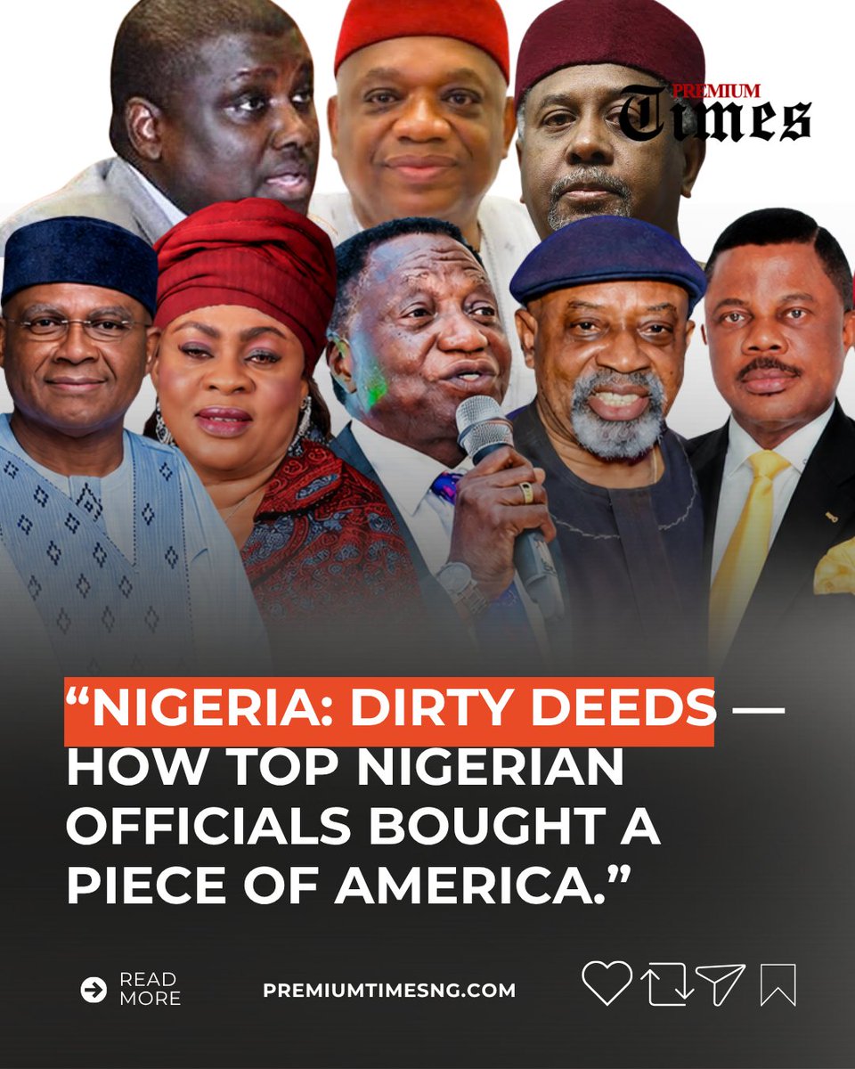 PremiumTimesng's tweet photo. A new investigation has identified 284 properties in the United States, collectively valued at nearly $271 million, linked to 61 current and former high-level Nigerian officials, their families, associates and affiliated companies. The properties, acquired from 1991 onwards, include 152 worth about $177 million that were purchased while the officials were in office, according to a report by the Platform to Protect Whistleblowers in Africa (PPLAAF), in partnership with the Anti-Corruption Data Collective (ACDC). https://t.co/0tcldMJODl
