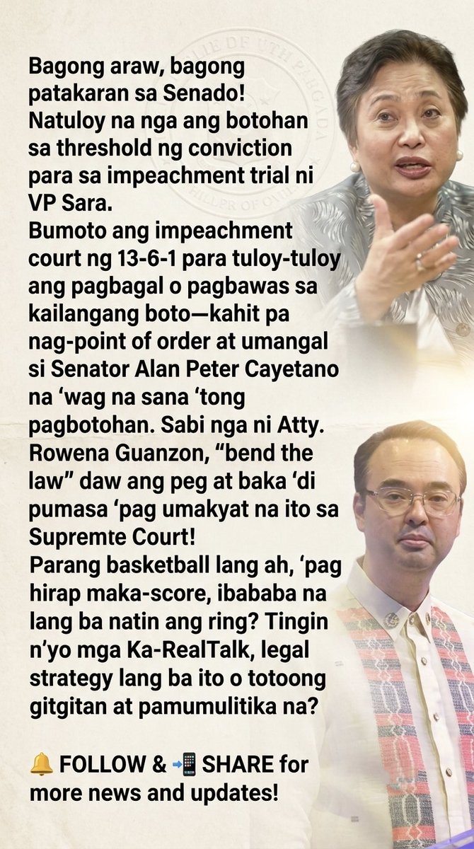 luisito_ako's tweet photo. Iba rin! Binago na naman ang rules sa Senado? 🏀 

#SaraDuterte #ImpeachmentTrial #PilipinasNews #SALN https://t.co/hcBQyKqg95