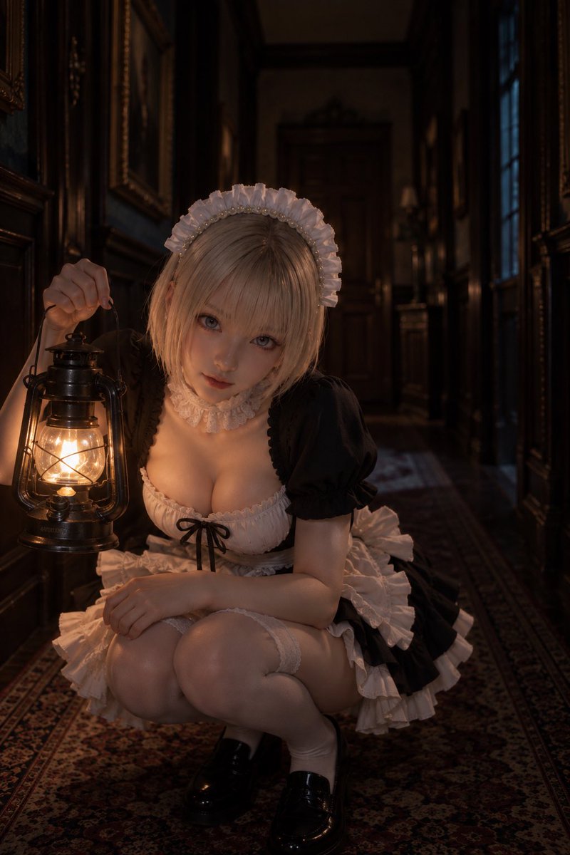 DolstJP's tweet photo. 夜間の見廻���中の乃愛さんと遭遇

#AIart #AIgirl #AIphotography #メイド  #ai美女 https://t.co/BxsngSPo7P