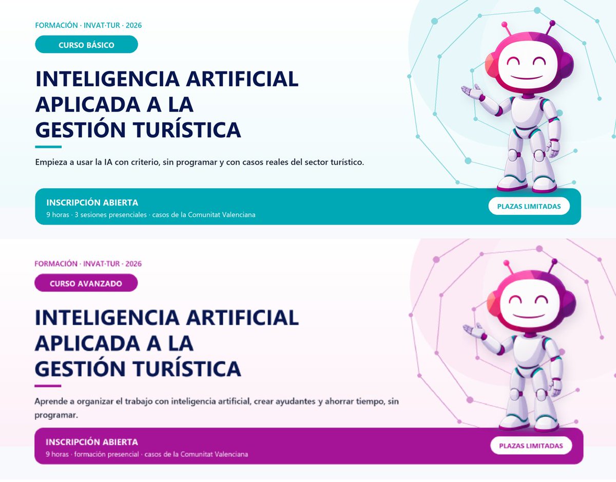 GVAinvattur's tweet photo. 📢 Ponemos en marcha una nueva formación en #InteligenciaArtificial, con dos niveles (básico y avanzado): 

- Castellón: https://t.co/x4GttX7UUB

- Alicante : https://t.co/1pw0hc4GnD

-Benidorm: https://t.co/HCNvPjhPk7

-València: https://t.co/ieqVgl29be https://t.co/P2CwQWpO8Q