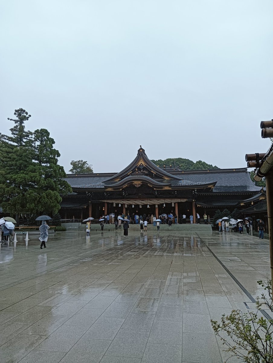 aromatica19's tweet photo. 秋分の日。寒川神社で、春分秋分の日限定で貰える御来光守りを求めて、参拝してきた😊✨
お守りは大雨の中、約1時間並び、拝受（ユキ🐰の分も）
御朱印帳片面の最後は寒川神社で貰うことに✨
八方の災難から、どうぞ私達をお守りください👏
#寒川神社 #御朱印巡り https://t.co/FZDGvKQweC