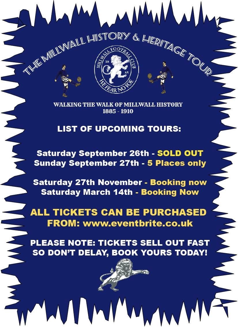 MillwallTour's tweet photo. Have you followed in footsteps yet, of those founding fathers of greatest football club in the world?
Tickets still available:
Sun 27th Sept https://t.co/UDuQtQHfmx
Sat 14th Nov https://t.co/r0ByKOGNHo
#MillwallHistoryTour #MillwallFC #MillwallHeritage #IsleOfDogs #Docklands https://t.co/G75RTQKRjc
