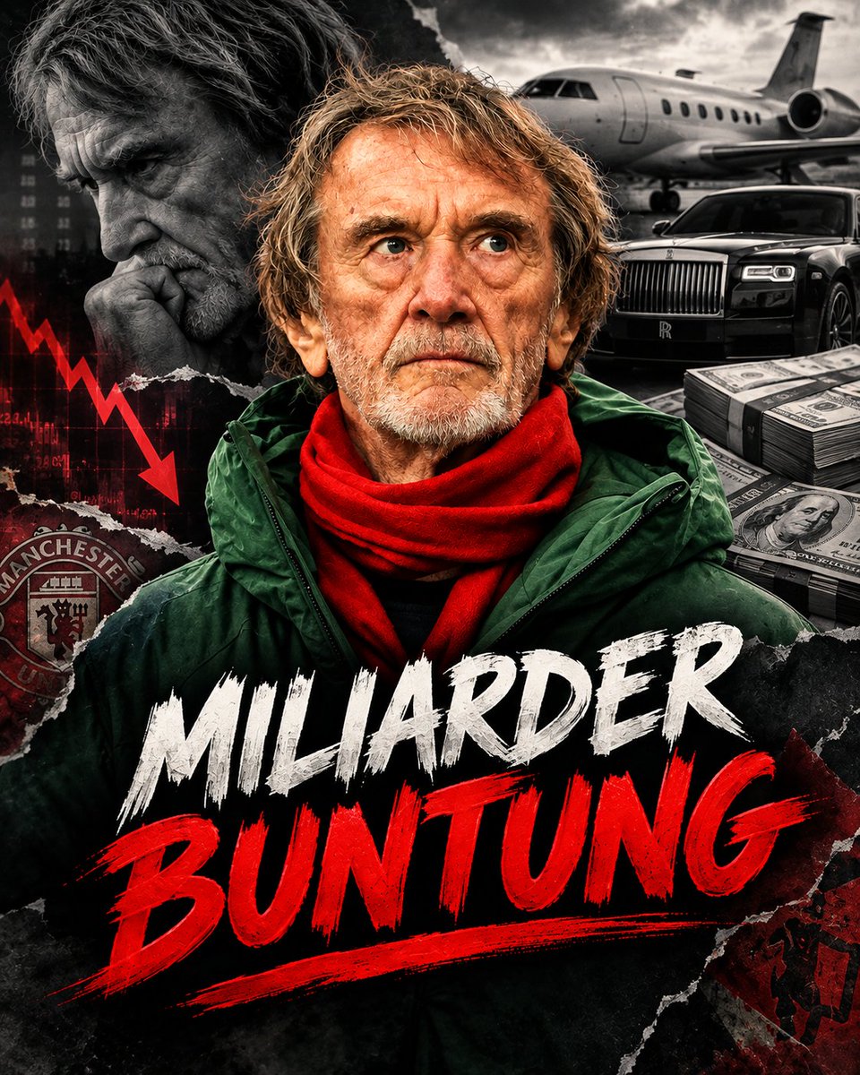 trisulamerah's tweet photo. 🔱 TRISULA WAVE

Sir Jim Ratcliffe: Sang Miliarder BUNTUNG

Dari calon penyelamat Manchester United jadi sorotan finansial. Dalam 3 tahun, kekayaan pribadi Jim Ratcliffe menguap £14,5 miliar (~50%). Posisinya meluncur dari orang terkaya ke-2 di Inggris jadi peringkat ke-9.

Ke mana saja uangnya tergerus? berikut rekapnya:

1. Manchester United dan OGC Nice:
- Beli saham MU di $33/lembar, sekarang anjlok ke $20. Nilai porsi sahamnya menyusut 39%.

- Utang bersih MU tembus rekor $1 miliar. Rencana stadion baru £3 miliar masih tanpa kepastian.

- OGC Nice gagal dijual ke investor AS. Sekarang harus jualan pemain dulu senilai €40 juta cuma buat bisa belanja pemain baru.

2. INEOS Automotive
Pabrik Hambach ditargetkan bikin 30.000 mobil/tahun, tapi hasil 2025 cuma melahirkan <7.000 unit. Kerugian beruntun bikin ratusan karyawan kena PHK.

3. Induk Bisnis INEOS Group:
- Total utang tembus >£18 miliar. S&P langsung downgrade peringkat utangnya ke B+ / B.

- Dua tahun berturut-turut absen bagikan dividen. Proyek mega-pabrik di Antwerp malah ketahan di Selat Hormuz sampai harus nuntut Pemerintah Belgia €1,5 miliar.

Masih logis kah mengharapkan investor bodong dan benalu ini menyelamatkan MU?

[Sumber: Laporan Keuangan MU (SEC Filings), Laporan Investor INEOS, S&P Global Ratings dan The Sunday Times Rich List]
#GlazersAndIneosOUT #BoycottUnited #MUFC 🔰